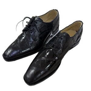 David X Mens Caiman Crocodile & Alligator Black Dress Shoes Sz 9.5 
L